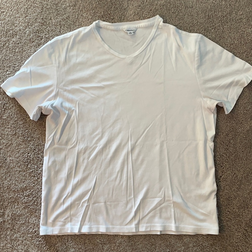 SOFT Calvin Klein White V-Neck Tee